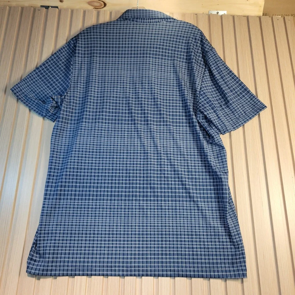 Adidas Mens Primegreen Golf Polo Shirt Navy Blue Grid Check Large Short Sleeve